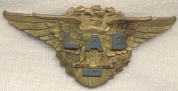 Ca 1950's LAB (Lloyd Aereo Boliviano) Airlines Badge