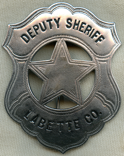 Large 1910's-20's Labette County, Kansas Deputy Sheriff Circle Star Cut ...