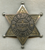 Beautiful Rare Early 1900s-1910s Los Angeles Co., CA Deputy Sheriff Badge by Chipron