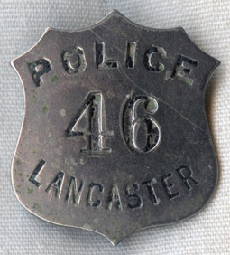 Early 1890s Lancaster Massachusetts Police Badge by Gard Company of Worcester