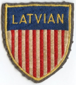 WWII Occupation Period US Labor Corps Shoulder Patch for Latvian Worker Embroidered on Wool