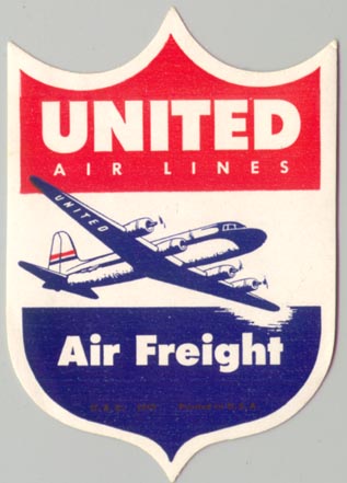 1940s United Air Lines Air Freight Label: Flying Tiger Antiques Online ...