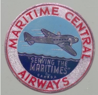 1930s Maritime Central Airways "Serving the Maritimes" Canada Baggage Label