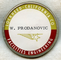 Early 1950s Lockheed-California Co (CALAC) Facilities Engineering Worker ID Badge 2 Colors