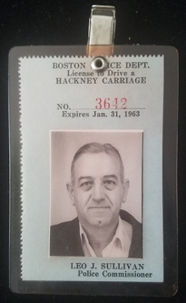 Wonderful 1962 Boston Hackney Carriage Driver's Photo ID License in Excellent Condition.