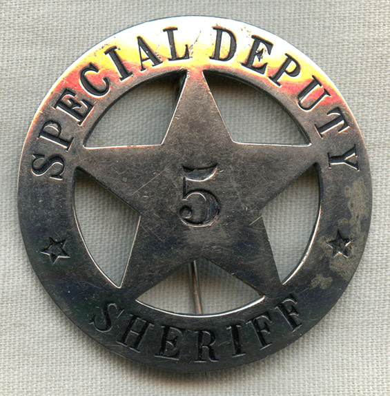 Large, Beautiful Circa 1920s Special Deputy Sheriff Stock Circle Star ...