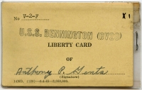 Rare WWII USN Liberty Pass for Sailor Aboard USS Bennington CV-20