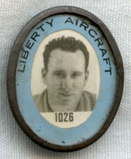 Rare WWII Liberty Aircraft Company Employee Photo ID Badge