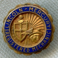 Gold-Filled Early 1950s Lincoln-Mercury Registered Mechanic Lapel Pin