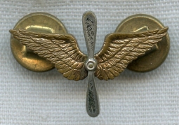 Late 1920s US Air Corps (USAS) Office Collar Insignia by Amcraft with Marked Backings