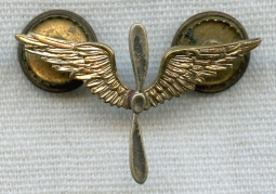 Late 1920s US Air Corps (USAC) Officer Collar Insignia with Screw-Back and Curved Blades