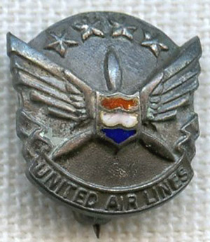 Late 1950s United Airlines 1 Year of Service Sterling Lapel Pin in Pin ...