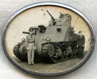 Very Cool & Unusual WWII M-3 US Army Tank Celluloid Badge