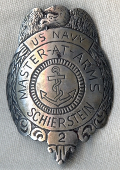 Great Circa 1950 German-Made USN MAA Badge for Rhine River Patrol HQ, Schierstein in .800 Silver