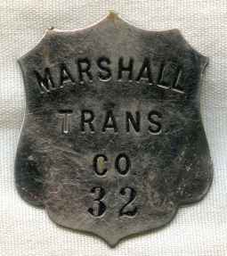 Late 1940s-Early 1950s Marshall Transport Co. Truck Driver Hat Badge