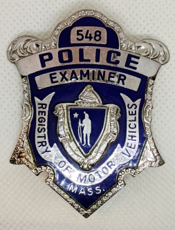 1980's MASS Registry Of Motor Vehicles Police Examiner Badge #548