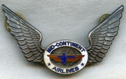 Rare 1940s Mid-Continent Airlines (MCA) Pilot Hat Badge 2nd Issue Early Stamped Type