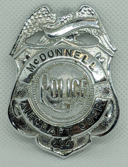 Rare Late 1950's - early 1960's McDonnel Aircraft Corporation Police Badge #204