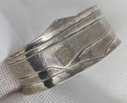 Lovely Vintage "Mountain Silhouettes" Silver Cuff Bracelet by Mexican - American Artist IXTLILXHOCHI