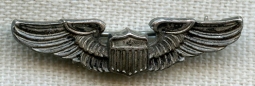 Great Miniature WWII USAAF Pilot Wing in Sterling with Early Amico Maker Mark