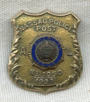 1938 Mineola, NY American Legion Nassau Police Post #1050 Member Badge