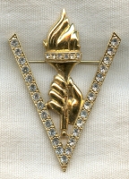 Large, Minty V for Victory Pin, Possibly 442nd Regimental Combat Team (RCT) Related