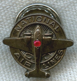 1940s National Airlines 10 Years of Service Sterling Lapel Pin by Balfour