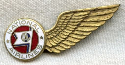 Circa 1950 National Airlines Stewardess Cap Badge with Unique Clip Fastener