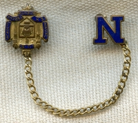 Cool Vintage 1930's US Naval Academy Annapolis Chained Sweet Heart Pin