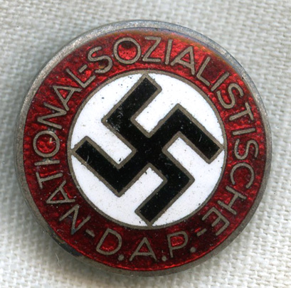 Scarce Lapel-Type Nazi Party (Nationalsozialistische DAP) Member Pin ...