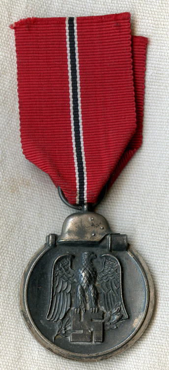 Early WWII Nazi Russian Front Medal in Heavy Silver-Plated White Metal ...