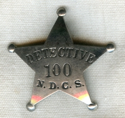 Great Old Circa 1900 Detective Badge #100 from National Detective Correspondence School (N.D.C.S.)