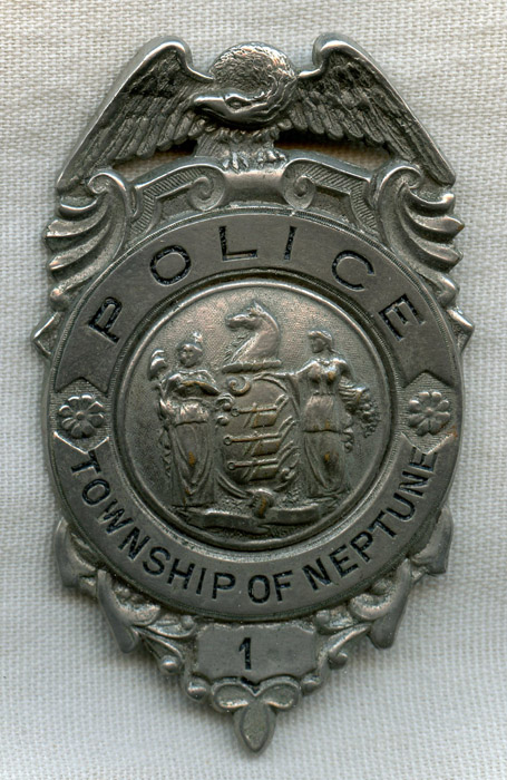 Beautiful Circa 1900 Neptune Township, New Jersey Police Badge #1 ...