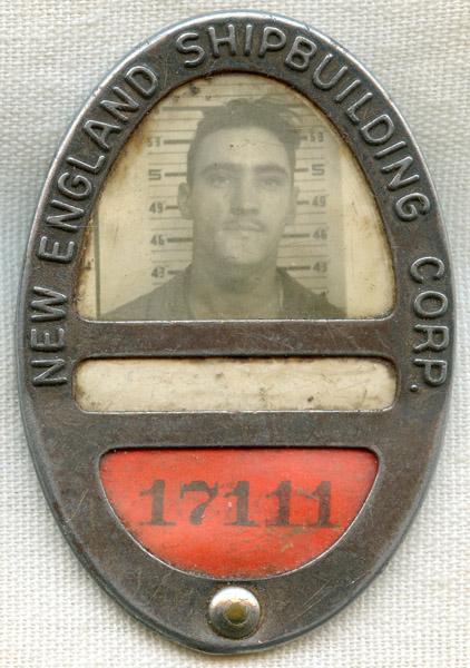 WWII New England Ship Corp. Worker ID Badge #17111 (South Portland ...