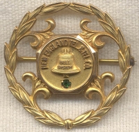 1930s-1940s New England Telephone & Telegraph Co. Operators Service Brooch with Green Stone