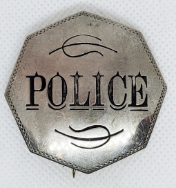 Classic Old 1890's New England "Stock" Octagon Police Badge