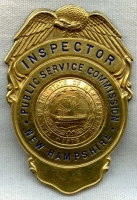 1930s New Hampshire Public Service Commission Railroad/Boat Inspector Badge by S.M. Spencer