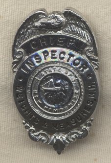 Rare 1930's NH Weights and Measures Chief Inspector Badge NHSP Predecessor