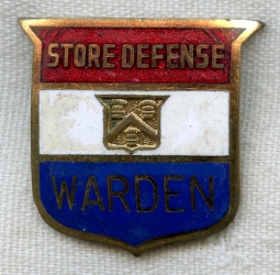 Numbered Early WWII Store Defense Warden Badge