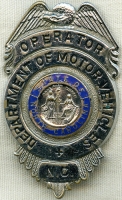 1960's North Carolina Department of Motor Vehicles Operator Badge