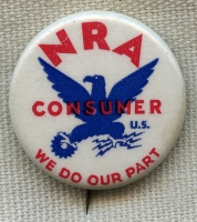 1930's National Recovery Act (NRA) Consumer Pin by Whitehead & Hoag Co., Newark, NJ