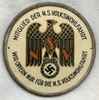 1930s German NSV (Public Welfare Service) Donation Plaque