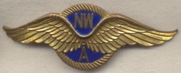 Early 1950s Northwest Airlines Pilot Hat Badge 2nd Issue in Great Condition