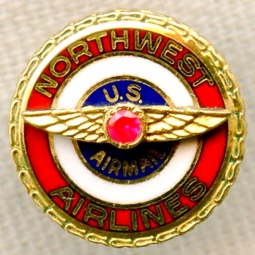 1970s Northwest Airlines U.S. Air Mail 5 Years of Service Pin by Jostens