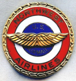 1980s Northwest Airlines Pilot Hat Badge 3rd Issue