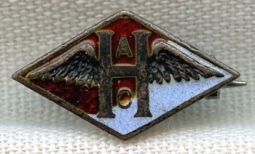 BEING RESEARCHED - Pre-WWI Sterling "H" Aero Club Lapel Pin from New York- NOT FOR SALE TIL IDed