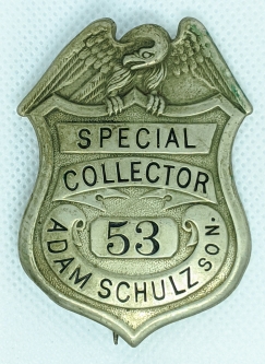 Ca 1900's Brooklyn, New York Funiture Store Adam Schulz Son Special Collector Badge #53