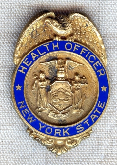 Beautiful Ca. 1900 NY State Health Officer Badge by Dieges & Clust