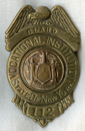 Late '40s-Early '50s NY State Vocational Institution Guard Hat Badge ...