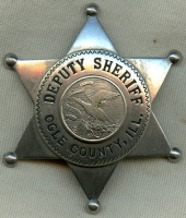 Great Ca 1920's Ogle County, IL Deputy Sheriff 6 point Star Badge